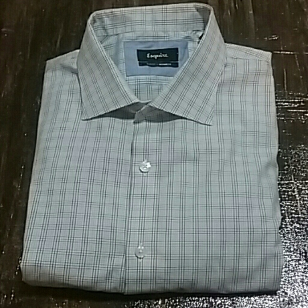 ESQUIRE Blue Check Slim Fit Dress Shirt